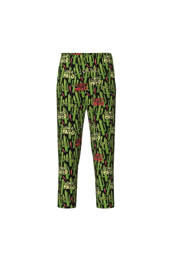 Green Cacti And Red Chili for Teenagers' Pajama Pants Womens Lounge Pants with Pockets Pj Bottoms Pants for Men-