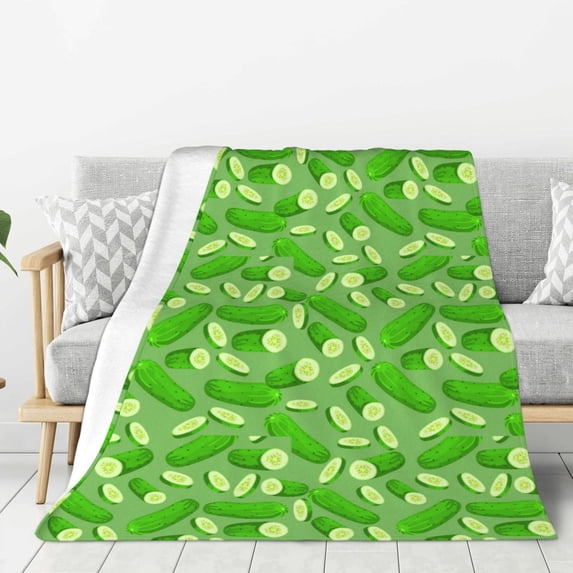 Hirioo Green Cucumber for Flannel Blanket, Cozy and Warm Throw for Bed or Couch ,Perfect for All Seasons-80"x60"