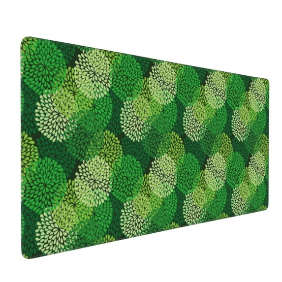 Hirioo Green Flower for Mouse Pad ,Anti-Slip Base, Durable Stitched Edges, Perfect for Gaming, Office, and Home Use,16x35.5in