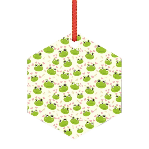 Hirioo Green Frog for Acrylic Christmas Pendant Hanging Christmas Tree Ornaments, Car, Home, Office Gift Decor-Hexagon