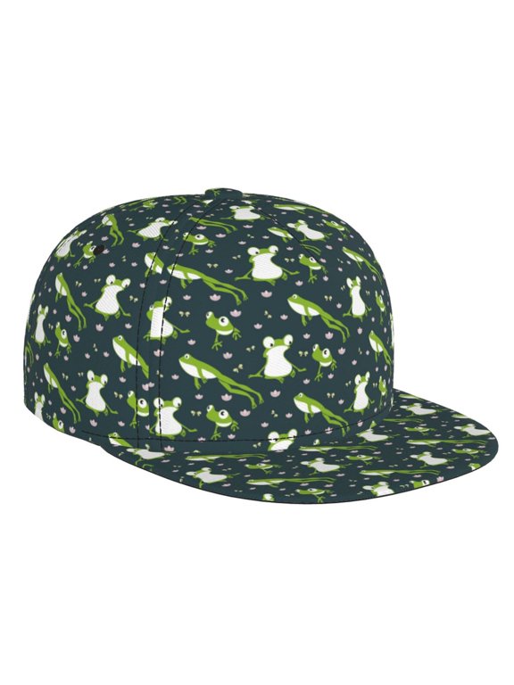 Green Frogs for Baseball Cap Men Cap Flat Brim for Men Women Teens Adjustable Baseball Cap