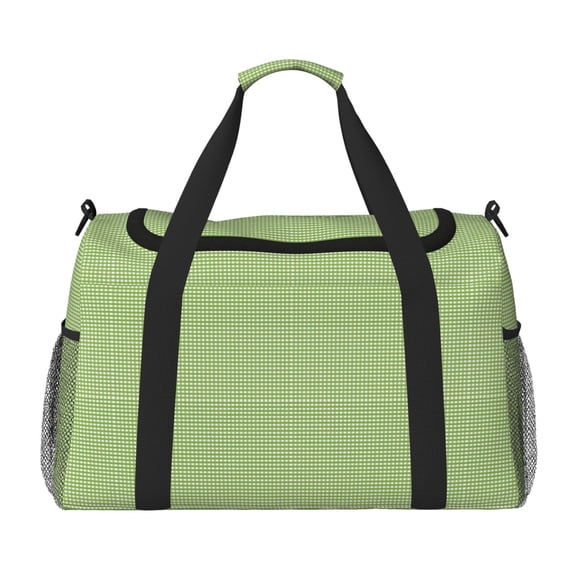Hirioo Green Gingham Hand Travel Bag for Men Women,Durable and Spacious Travel Bag with Multiple Pockets for Work, Travel, Weekend Getaways