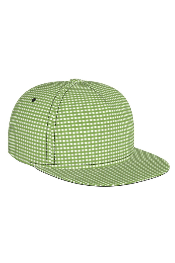Green Gingham for Baseball Cap Men Cap Flat Brim for Men Women Teens Adjustable Baseball Cap