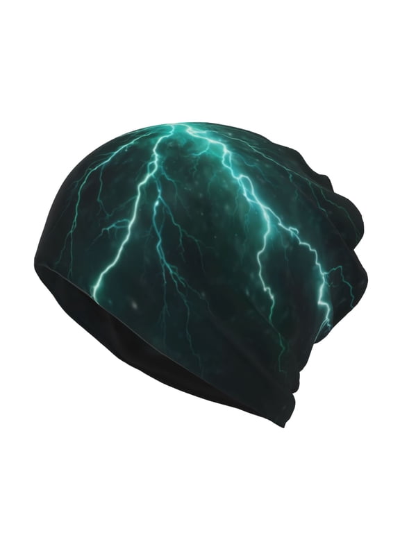 Green Lightning Flash for Multifunction Beanie Hat for Men and Women Unisex for Winter Sports, Outdoor Activities, and Daily Wear