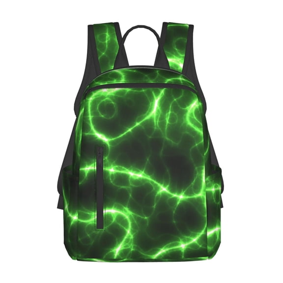 Hirioo Green Lightning for Lightweight Backpack, Durable and Comfortable, Ideal for Travel, School, Hiking, and Everyday Use