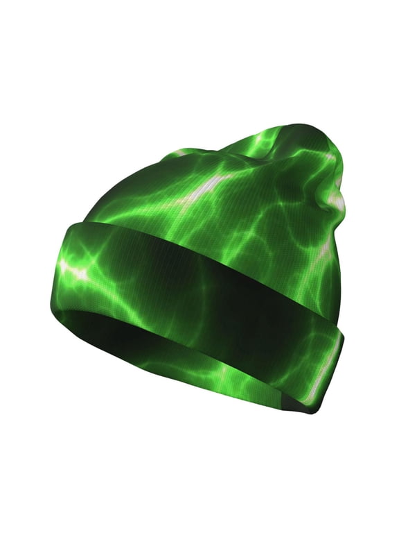 Green Lightning for Men's Knit Cuffed Beanie for Outdoor Activities Unisex