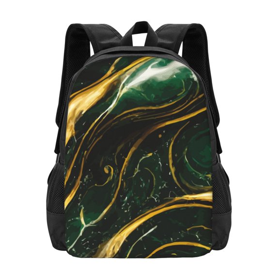 Hirioo Green Marble for Minimalist Backpack Large Capacity Backpack Travel Backpack For School