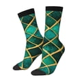 thumbnail image 1 of Hirioo Green Mosaic Glass Pattern Adult Middle Tube Socks Breathable Sock Non-Pilling,Contrasting Color Design, 1 of 6