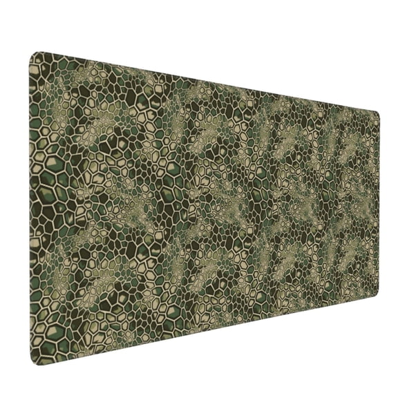 Hirioo Green Snake Skin for Mouse Pad ,Anti-Slip Base, Durable Stitched Edges, Perfect for Gaming, Office, and Home Use,16x35.5in