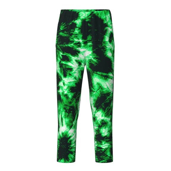 Hirioo Green Tie Dye for Teenagers' Pajama Pants Womens Lounge Pants with Pockets Pj Bottoms Pants for Men-Large
