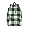thumbnail image 1 of Hirioo Green White Lumberjack Plaid Canvas Backpack, Durable Travel Backpack with Multiple Compartments,Large Capacity, Backpack for School, Hiking, Work, 1 of 7