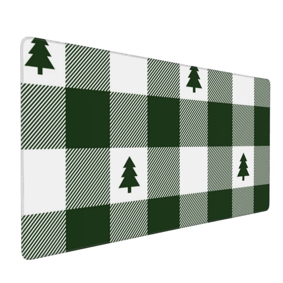 Hirioo Green White Lumberjack Plaid for Mouse Pad ,Anti-Slip Base, Durable Stitched Edges, Perfect for Gaming, Office, and Home Use,16x35.5in
