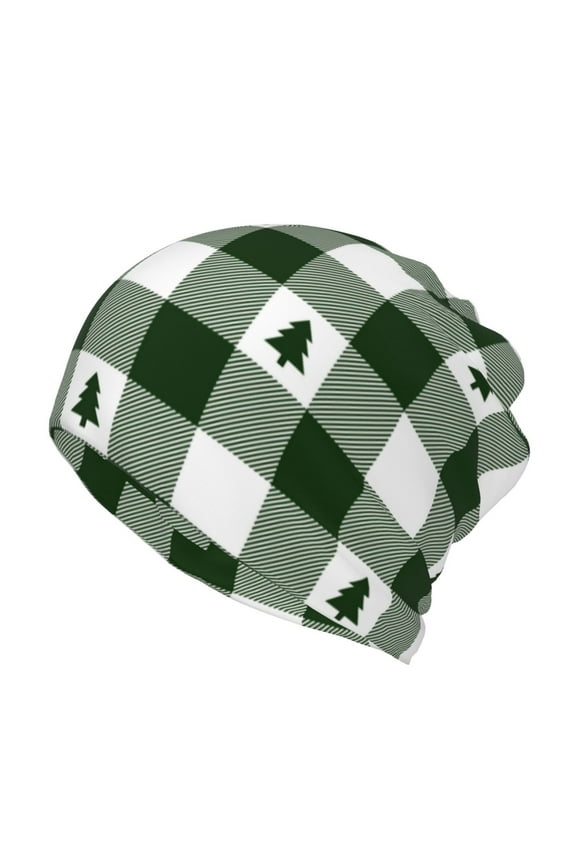 Green White Lumberjack Plaid for Multifunction Beanie Hat for Men and Women Unisex for Winter Sports, Outdoor Activities, and Daily Wear