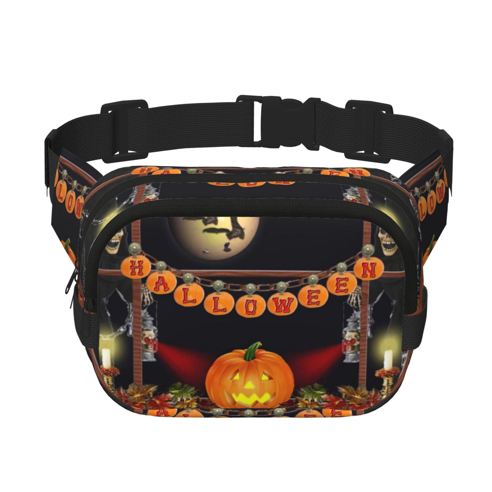Hirioo Halloween Decoration for Double Layer Waist Bag Adjustable Fanny Pack For Travel Running Hiking