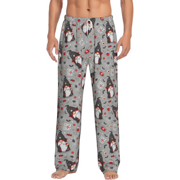 Hirioo Halloween Gnome for Men's PJ Pajama Pants Sleep Pants Men's Home Trousers with Pockets,S-3XL-XX-Large