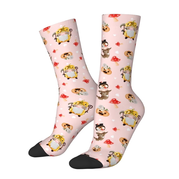 Hirioo Halloween Gnomes Pattern Adult Middle Tube Socks Breathable Sock Non-Pilling,Contrasting Color Design