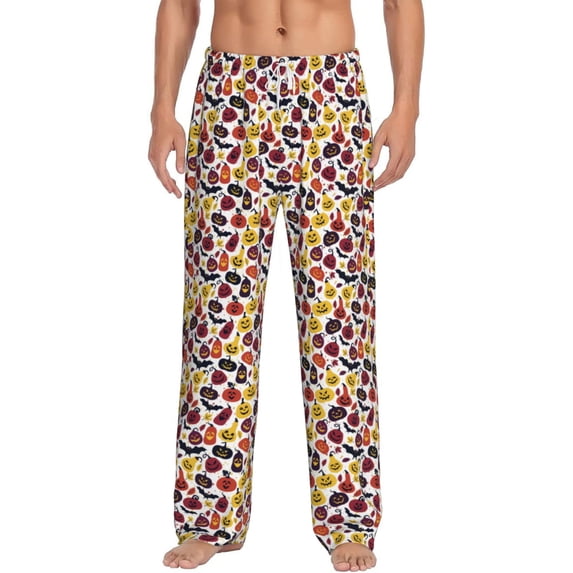 Hirioo Halloween Pumpkin for Women's PJ Pajama Pants Sleep Pants Women's Home Trousers with Pockets,S-3XL-3X-Large