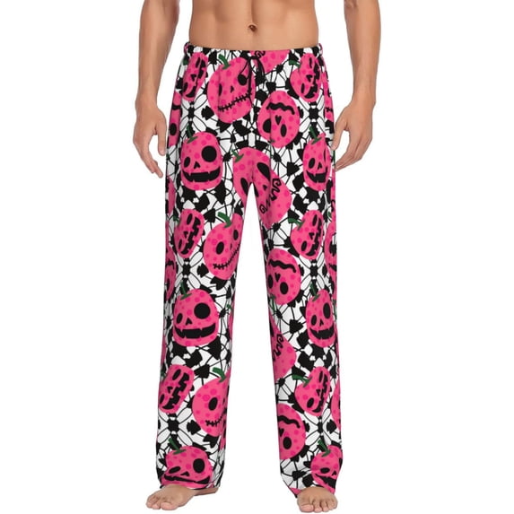 Hirioo Halloween Pumpkins for Men's PJ Pajama Pants Sleep Pants Men's Home Trousers with Pockets,S-3XL-Small