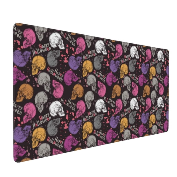 Hirioo Halloween Skeleton for Mouse Pad ,Anti-Slip Base, Durable Stitched Edges, Perfect for Gaming, Office, and Home Use,16x35.5in