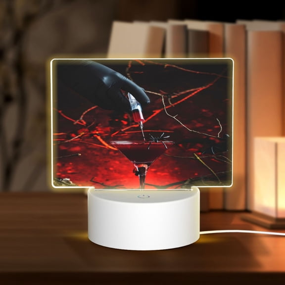 Hirioo Halloween Vampire Party for Rectangular Acrylic with Night Light Best Gifts for Lover Girl Mom, Valentine's Day Anniversary Birthday Wedding Present