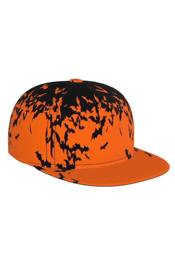 Halloween With Black Bats for Baseball Cap Men Cap Flat Brim for Men Women Teens Adjustable Baseball Cap