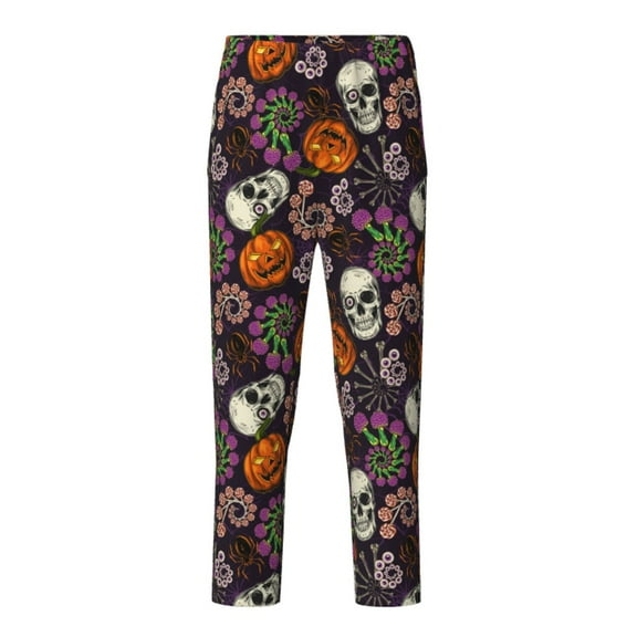 Hirioo Halloween With Skull for Teenagers' Pajama Pants Womens Lounge Pants with Pockets Pj Bottoms Pants for Men-Medium