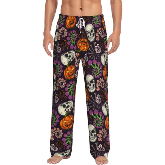 Hirioo Halloween With Skull for Women's PJ Pajama Pants Sleep Pants Women's Home Trousers with Pockets,S-3XL-X-Large