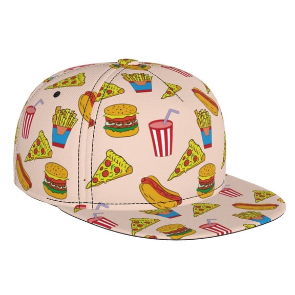Hirioo Hamburger Pizza Coke for Baseball Cap Men Cap Flat Brim for Men Women Teens Adjustable Baseball Cap