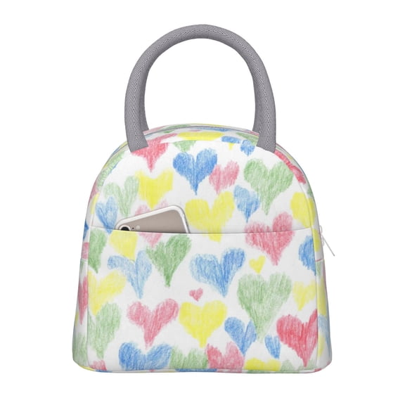 Hirioo Hand Drawn Colored Hearts for Eco-friendly Lunch Box,Leakproof Lunch Box for School, Work, Travel, and Picnics,Perfect for Meal Prep