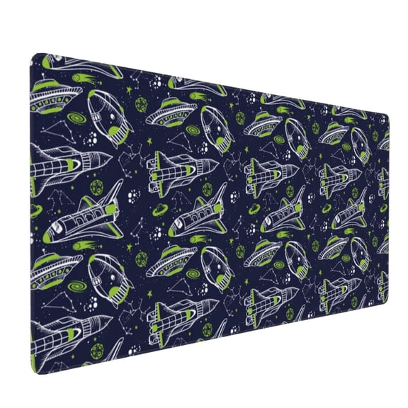 Hirioo Hand Drawn Rockets for Mouse Pad ,Anti-Slip Base, Durable Stitched Edges, Perfect for Gaming, Office, and Home Use,16x35.5in