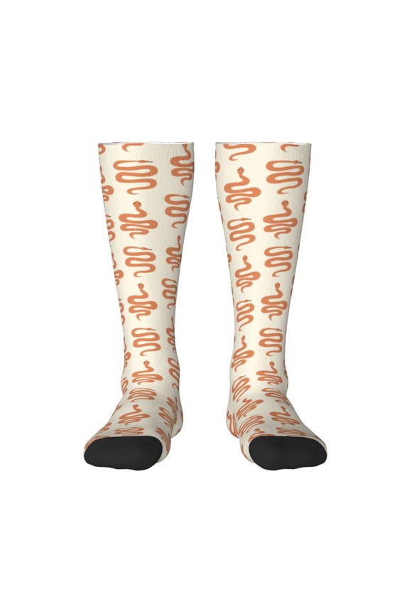 Hand Drawn Snake for Adult Stockings Breathable Sock Non-Pilling,Contrasting Color Design