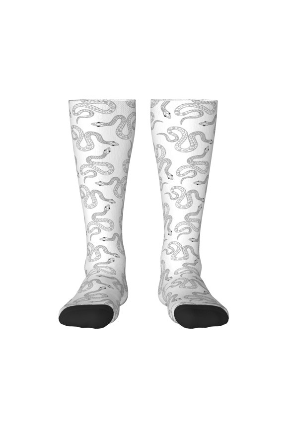 Hand Drawn Snake for Adult Stockings Breathable Sock Non-Pilling,Contrasting Color Design