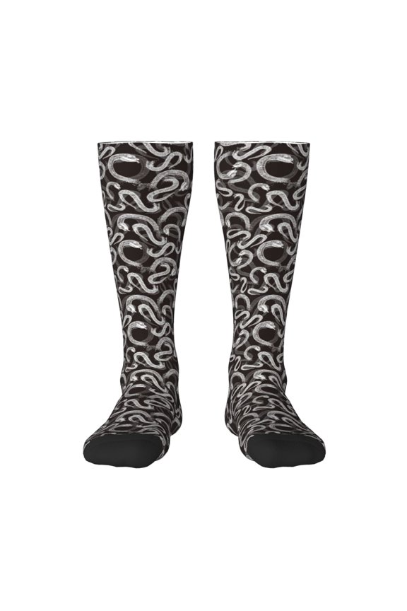 Hand Drawn Snake for Adult Stockings Breathable Sock Non-Pilling,Contrasting Color Design
