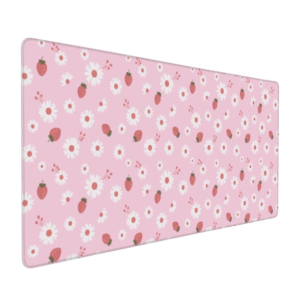 Hirioo Hand Drawn Strawberry for Mouse Pad ,Anti-Slip Base, Durable Stitched Edges, Perfect for Gaming, Office, and Home Use,16x35.5in