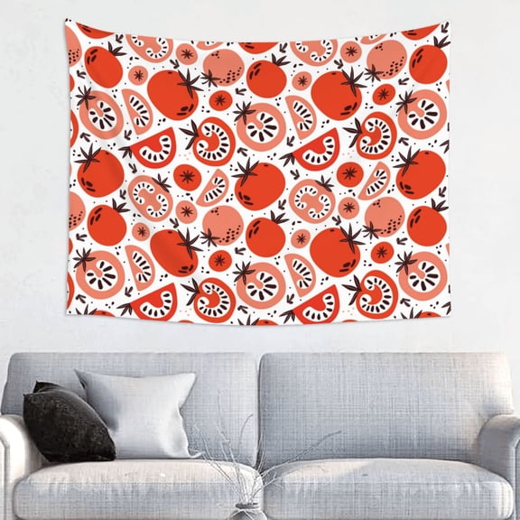 Hirioo Hand Drawn Tomatoes Print Tapestry Lightweight Fabric for Bedroom Aesthetic Home Wall Dorm Décor Living Room Decor 29x37 Inch