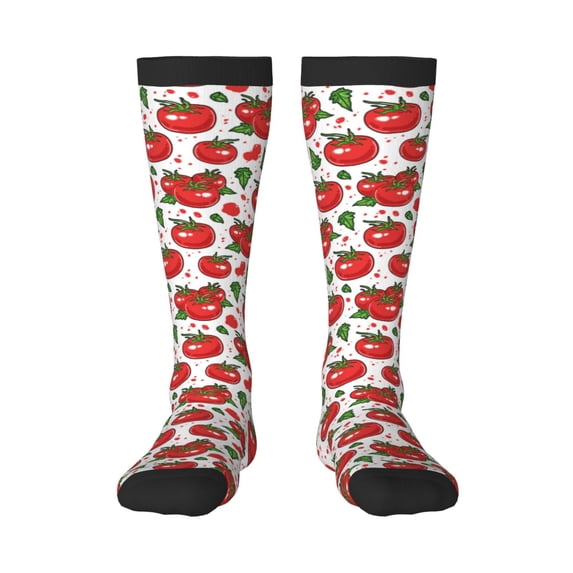 Hirioo Hand Drawn Tomatoes for Adult Stockings Breathable Sock Non-Pilling,Contrasting Color Design