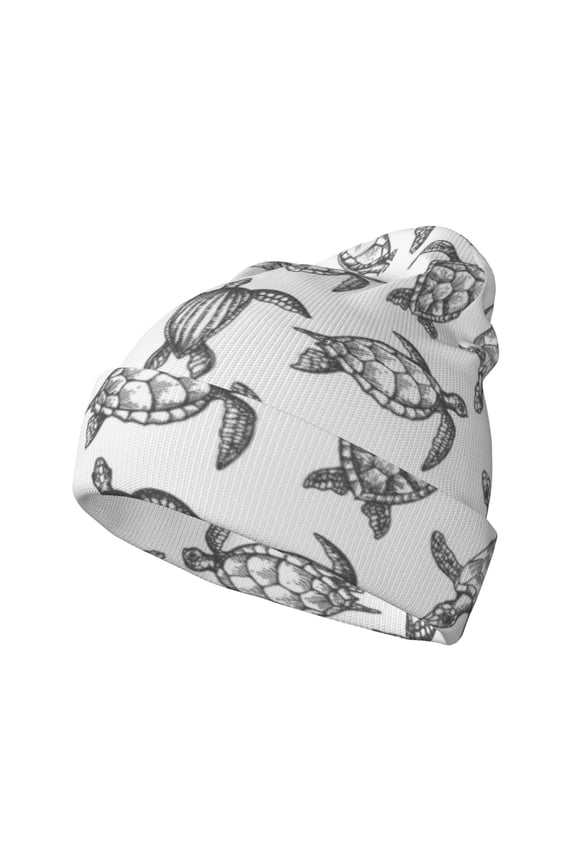 Hand Drawn Turtle for Men's Knit Cuffed Beanie for Outdoor Activities Unisex