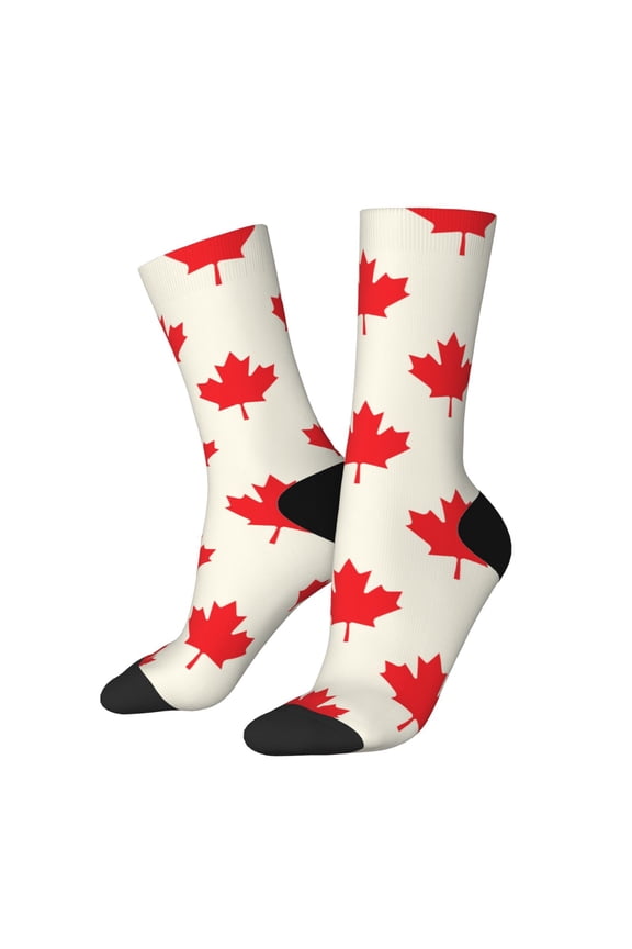 Happy Canada Day Pattern Adult Middle Tube Socks Breathable Sock Non-Pilling,Contrasting Color Design