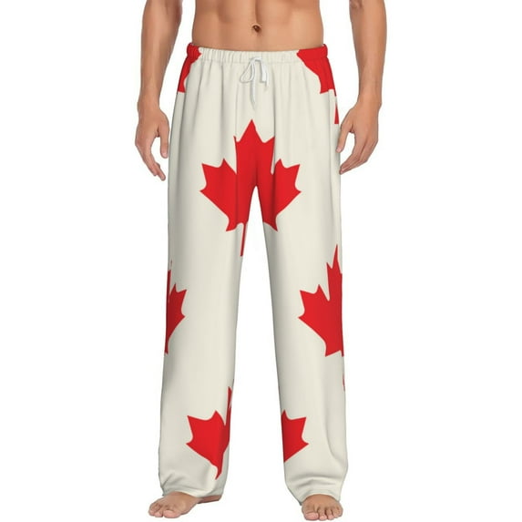Hirioo Happy Canada Day for Men's PJ Pajama Pants Sleep Pants Men's Home Trousers with Pockets,S-3XL-3X-Large