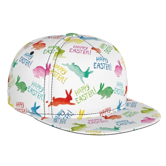 Hirioo Happy Easter Rabbit for Baseball Cap Men Cap Flat Brim for Men Women Teens Adjustable Baseball Cap