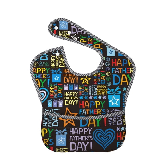 Hirioo Happy Father Day for Baby Waterproof Pocket Bib Adjustable Closed for Babies Toddlers with Large Pocket 6-24Months