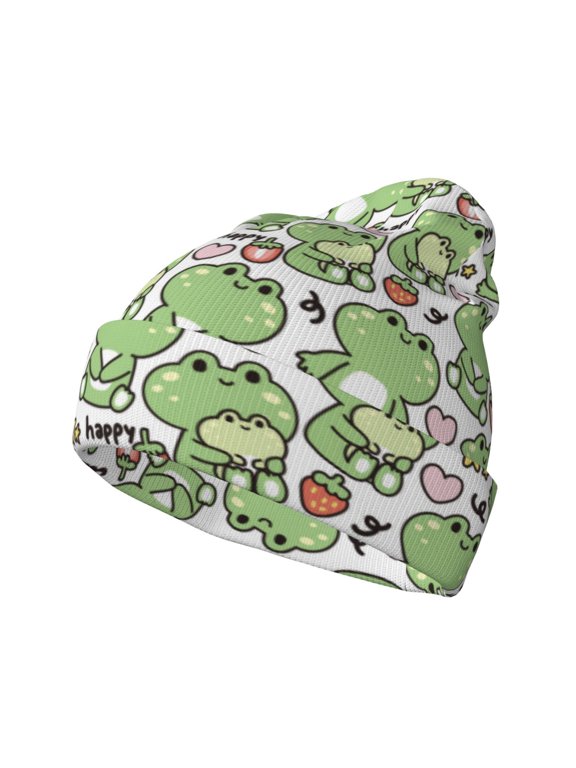 Happy Frogs for Men's Knit Cuffed Beanie for Outdoor Activities Unisex
