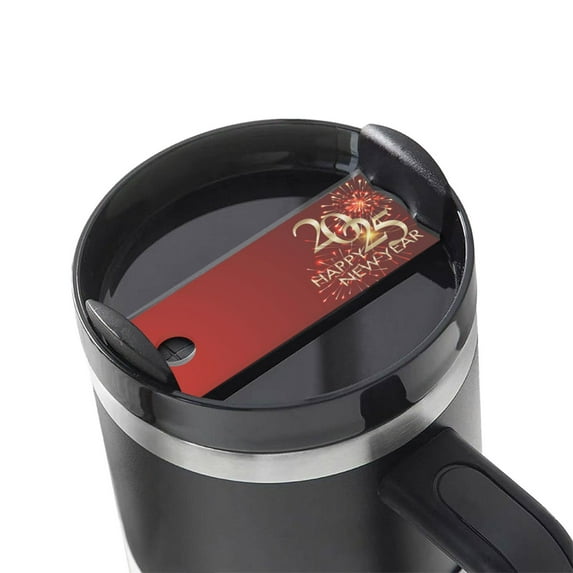 Hirioo Happy New Year 2025 for Stanley Cup Lid Nameplate Personalized Acrylic Nameplate Tumbler Lid Topper(30oz , 40oz)
