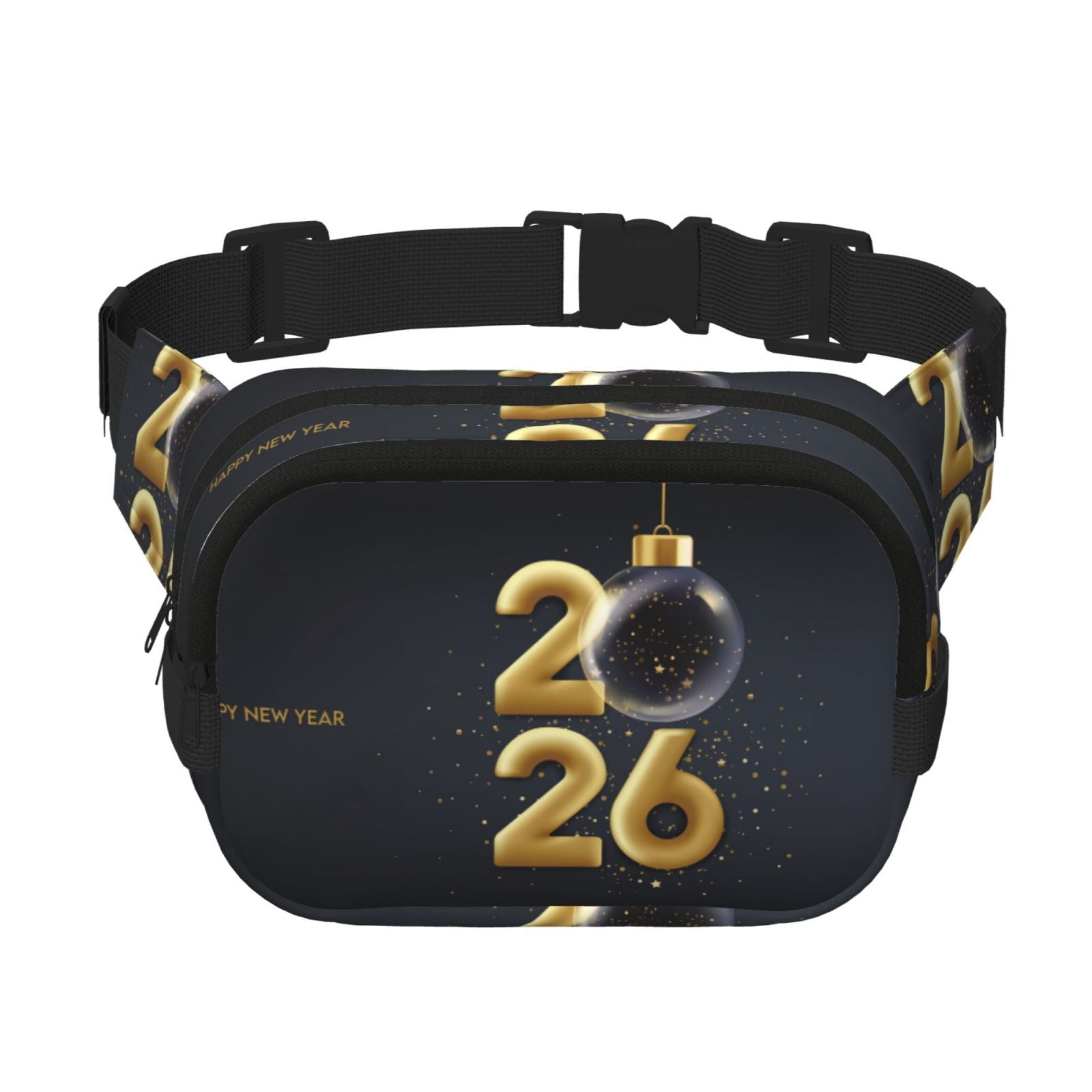 Hirioo Happy New Year 2026 for Double Layer Waist Bag Adjustable Fanny Pack For Travel Running Hiking