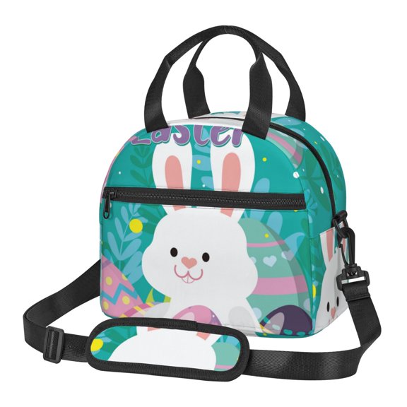 Hirioo Happy easter for Crossbody Lunch Box for Women Men with Adjustable Shoulder Strap for School, Work and Travel