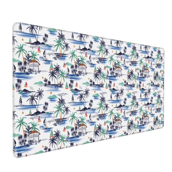 Hirioo Hawaii Palms for Mouse Pad ,Anti-Slip Base, Durable Stitched Edges, Perfect for Gaming, Office, and Home Use,16x35.5in
