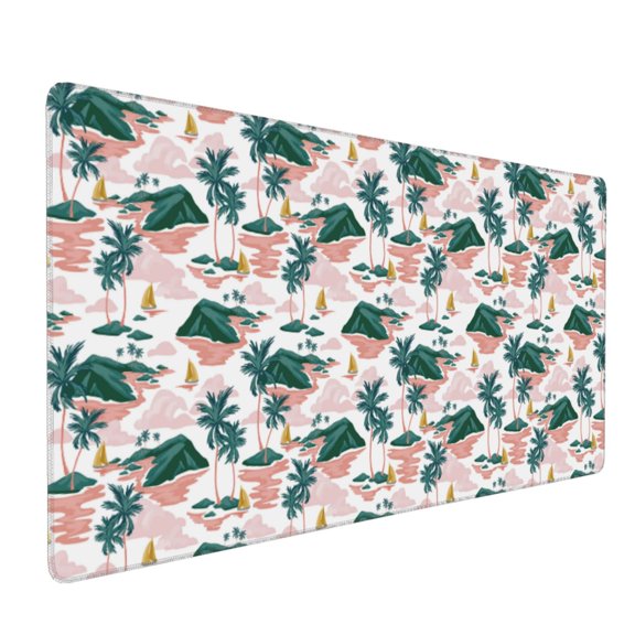 Hirioo Hawaii Palms for Mouse Pad ,Anti-Slip Base, Durable Stitched Edges, Perfect for Gaming, Office, and Home Use,16x35.5in
