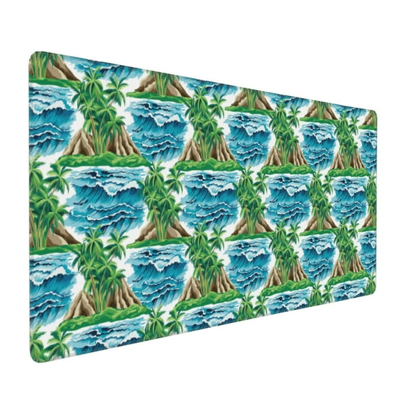 Hirioo Hawaii Palms for Mouse Pad ,Anti-Slip Base, Durable Stitched Edges, Perfect for Gaming, Office, and Home Use,16x35.5in