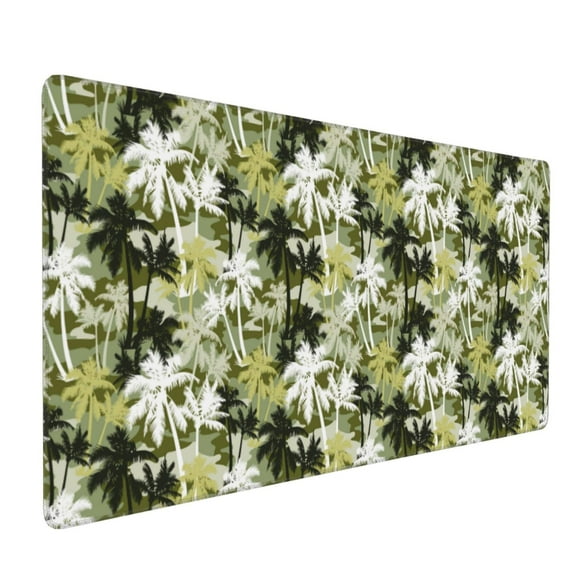 Hirioo Hawaii Palms for Mouse Pad ,Anti-Slip Base, Durable Stitched Edges, Perfect for Gaming, Office, and Home Use,16x35.5in
