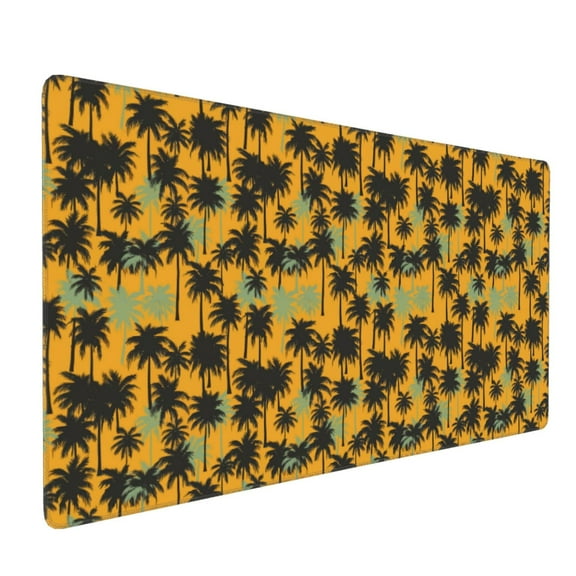 Hirioo Hawaii Palms for Mouse Pad ,Anti-Slip Base, Durable Stitched Edges, Perfect for Gaming, Office, and Home Use,16x35.5in